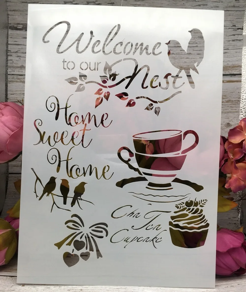 4Pcs A4 DIY Layering Stencils, Wall Painting Templates