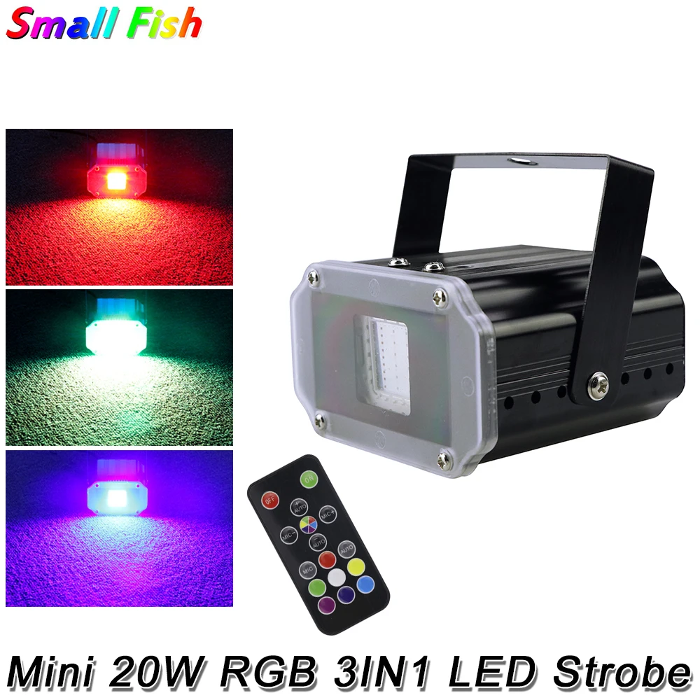 yuer 20W Mini RGB LED Strobe Light Disco Remote Control Stage Party Effect SMD 5050 Strobe Lights For DJ Indoor Club Xmas KTV