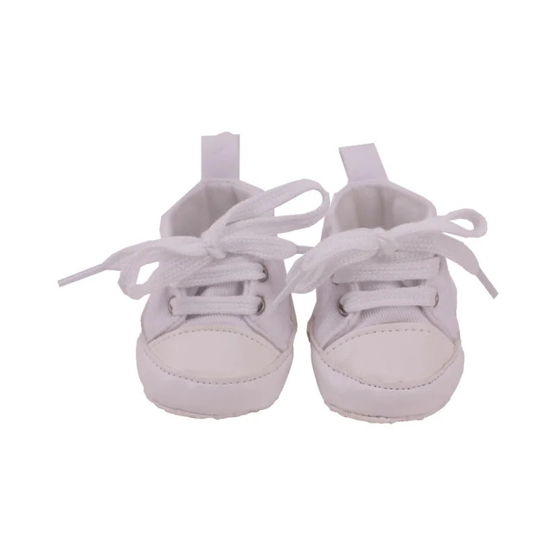 8/9 Cm Lengte Pop Baby Schoenen Wit Canvas Lace-Up Schoenen Pasgeboren Baby Jongens Meisjes Wandelaars Schoenen Zachte Bodem, voor Kinderen Beste Cadeaus