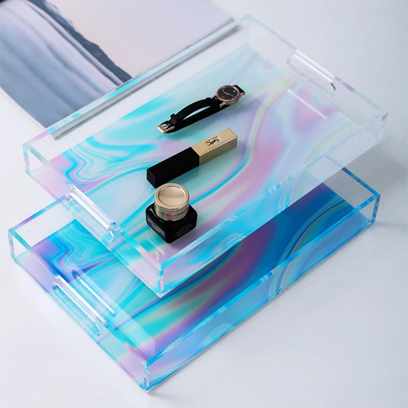 

Acrylic Tray Home Decoration Storage Tray Nordic Modern Kitchen Organizer Colorful Serving Trays Jewelry Display Dessert Plate