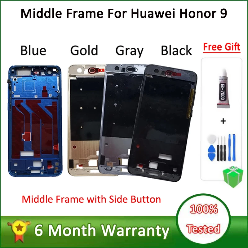 

For Huawei Honor 9 Honor9 Front Bezel Frame/Middle Frame Housing With Side Keys For Huawei Honor 9 Middle Frame with Side Button