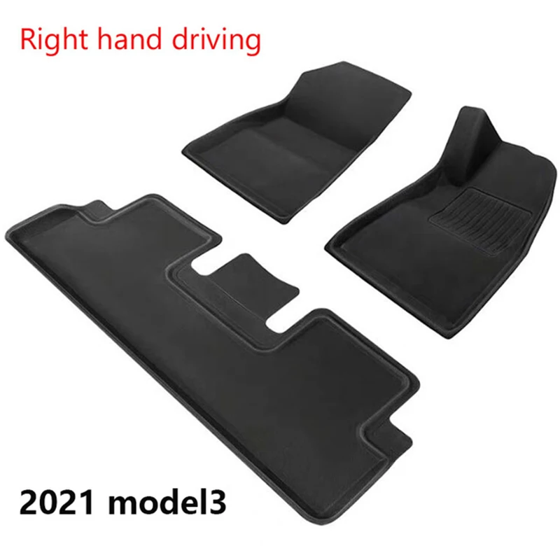 3 PCS/Set  Fully Surrounded Special Foot Pad For 2021 Tesla Model 3 Waterproof Non-Slip  Floor Mat TPE XPE Modified Accessories