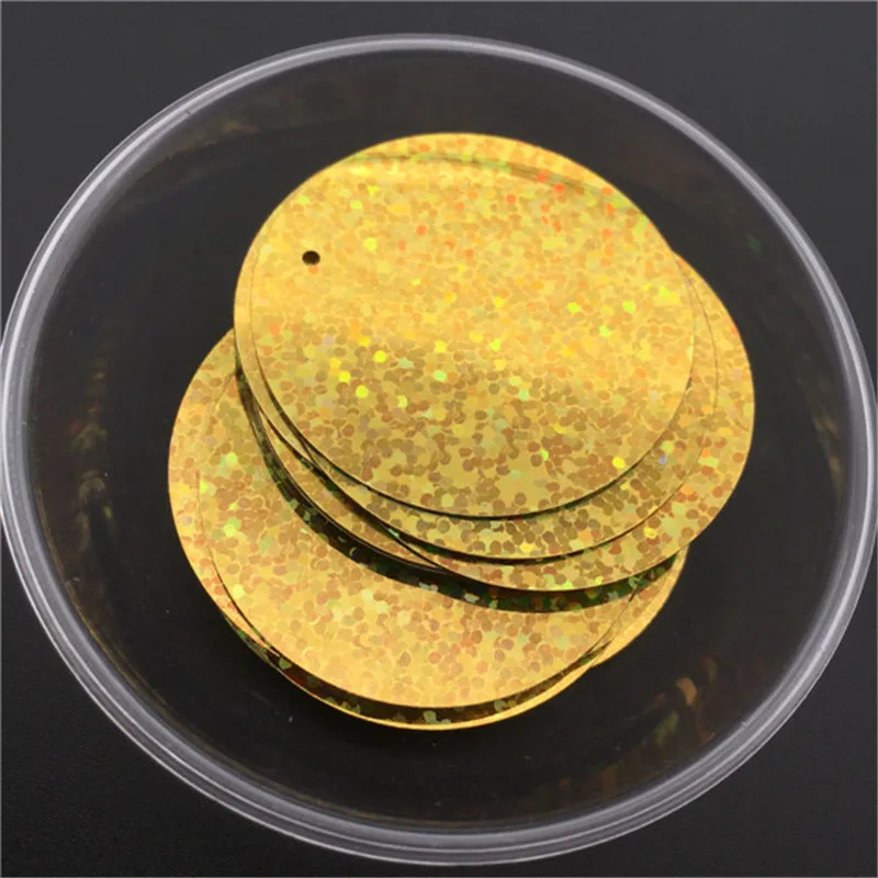 40mm Flat Round Side Hole PVC Loose Sequins Paillette Sewing Craft For Wedding Decoration Garment Dress Shoe Caps DIY Accesso