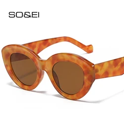 SO & EI Ins, moda Popular, gafas de sol de gran tamaño con forma de ojo de gato para mujer, gafas de sol Retro de leopardo UV400, gafas de sol ovaladas de tendencia para hombres