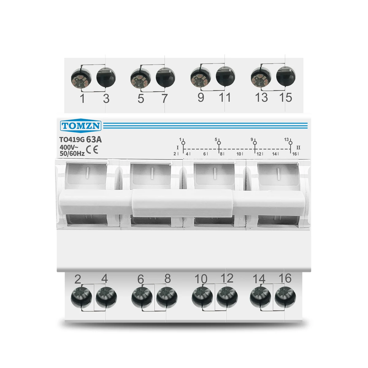 4P 63A 3 phase TOMZN MTS Dual Power Manual Transfer Isolating Switch  Interlock Circuit Breaker