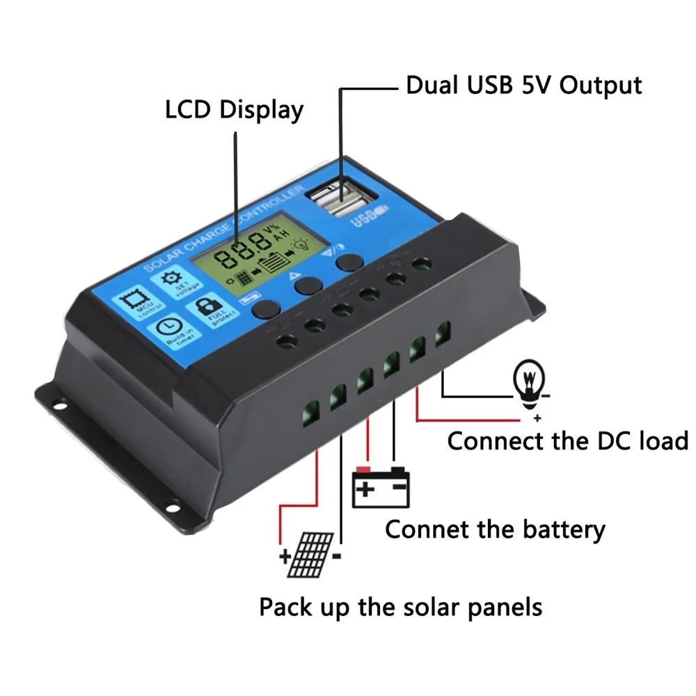 Solar Panel kit 유연한 태양 전지 패널 키트, RV 자동차 보트용 자동차 충전기, LCD 디스플레이 PWM 컨트롤러, 10A, 12V, 24V 컨트롤러, 12V, 100W, 50 W/h/일