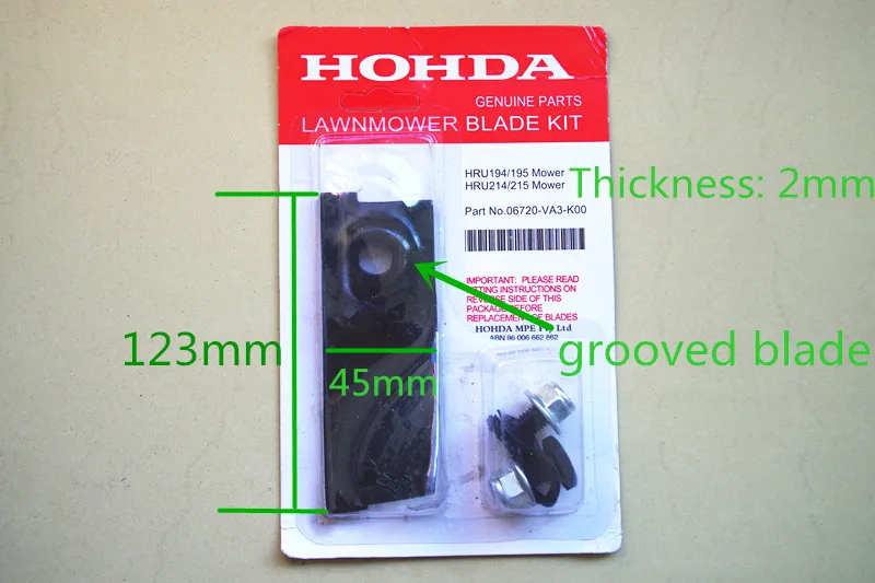 Different length Lawnmower grooved blade & bolt for Honda GXV160 HRU 194 195 214 215 Lawn mower swing back blade kit