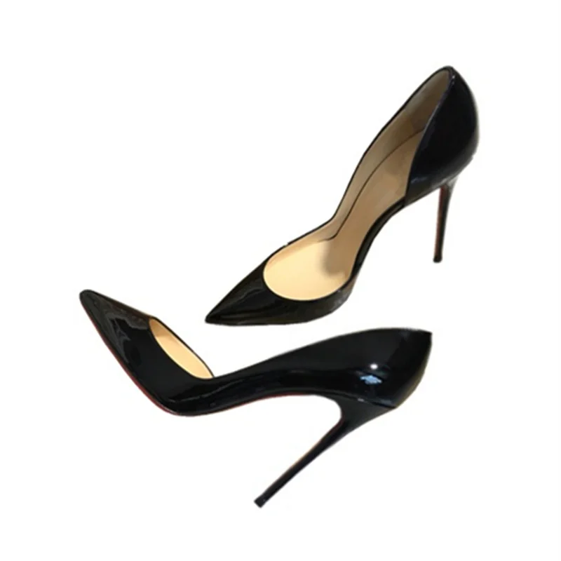 Classic Black High Heels Shoes Woman Pumps 12cm Tacones Pointed Toe Stilettos Talon Femme Sexy Wedding Shoes QKOU003 ROVICIYA