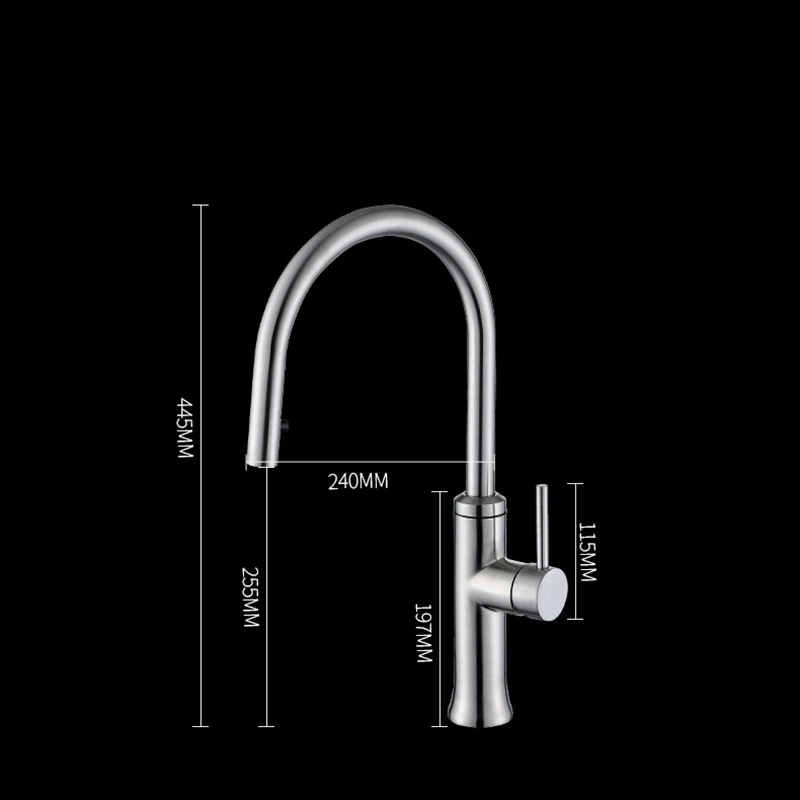 New Kitchen Faucet Single Handle Pull Down Kitchen Tap Single Hole 360 Degree Brushed Nickle Faucets Water Mixer Tap