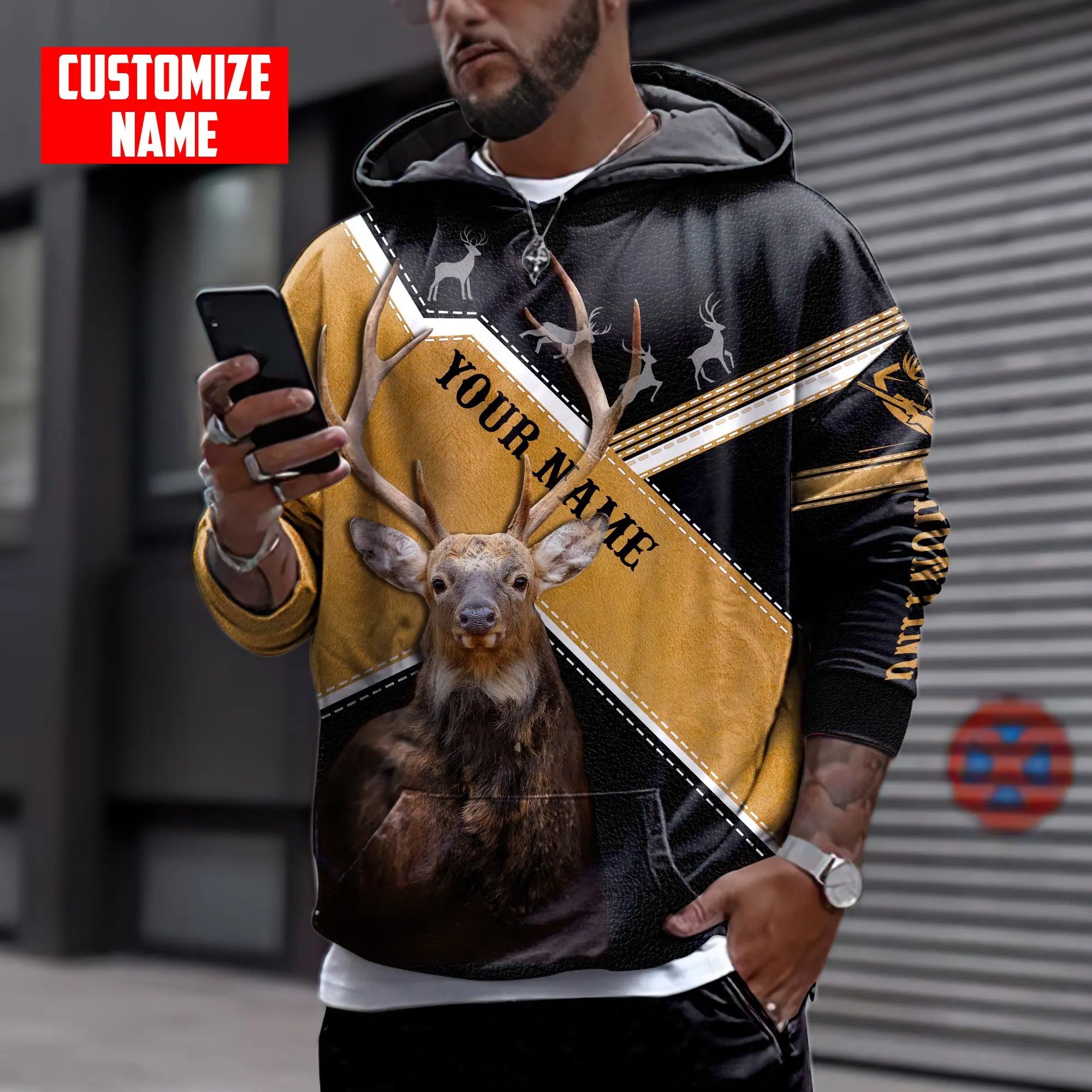 KJ818 Sudadera caza cremallera – Estampado 3D ciervo personalizable - imagen 5