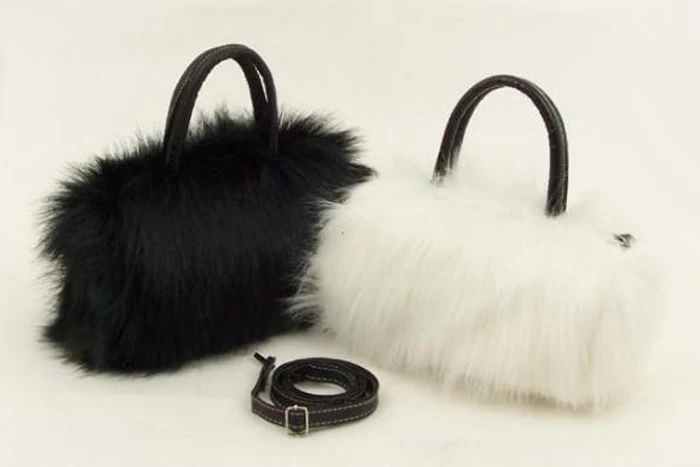 Girls Lady Fashion PU Leather & Faux Fur Handbag Shoulder Bag  UND Sale