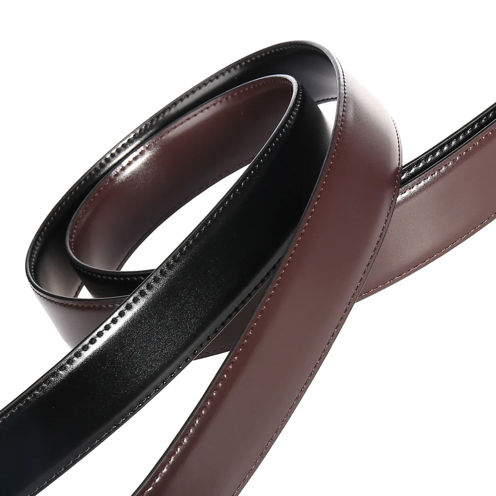 3.4cm Wide Double-sided Cow Reversible Leather Pin Buckle Belt Without Buckle For Men Personality Men Belt With Holes