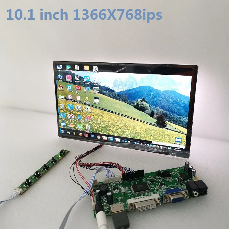 10.1 polegada display monitor de toque módulo kit diy tela lcd acessórios 1366x768ips ângulo visão completa hdmi dvi vga