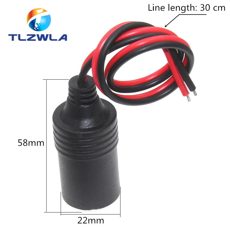 1PCS 10A 12v 24v Automobile Cigarette Lighter Socket On-board Power Socket High Power Line 30CM Long