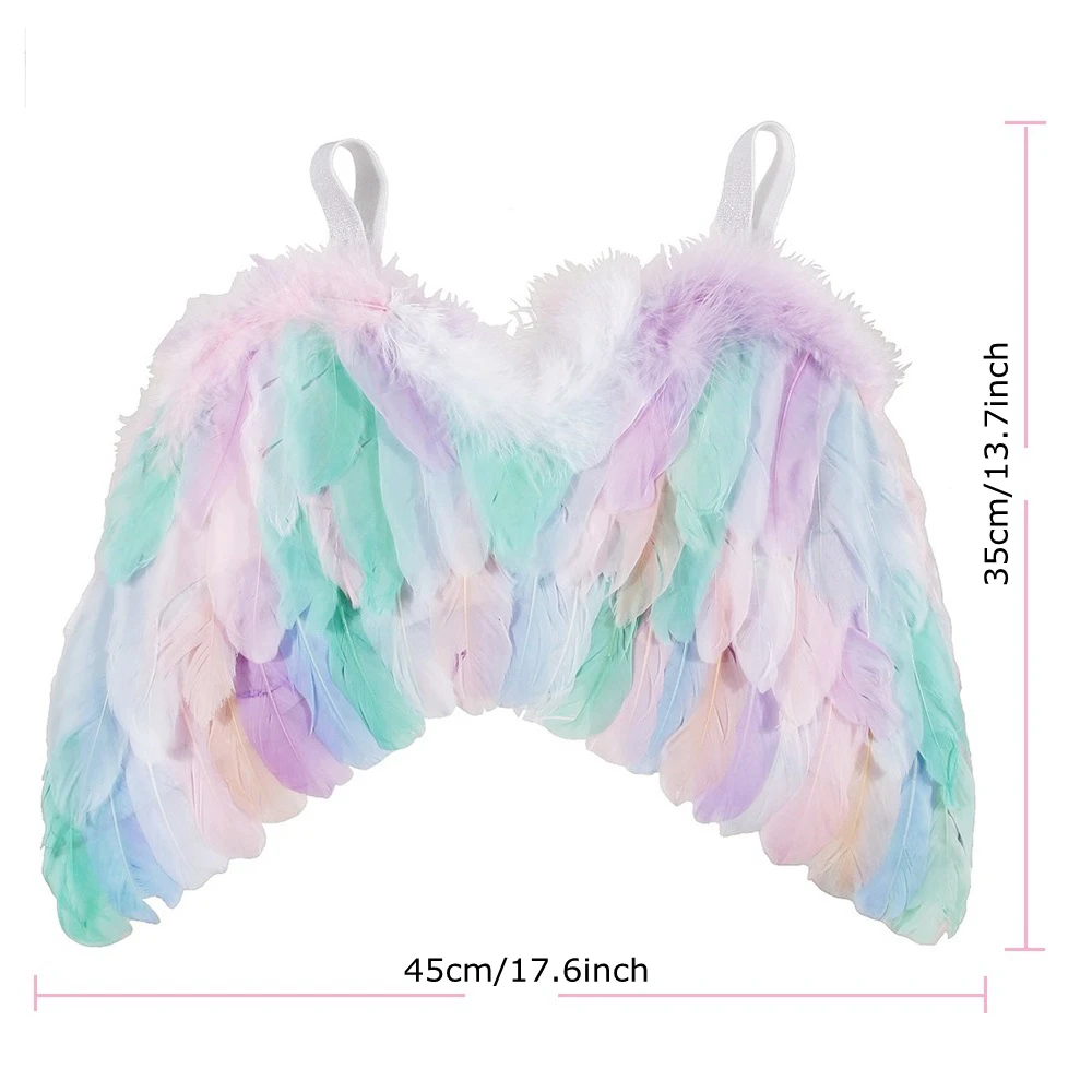 Yundfly 3pcs/set Cute Children Girls Unicorn Feather Angel Wings with Headband Set Baby Halloween Costume Party Supplies Photo