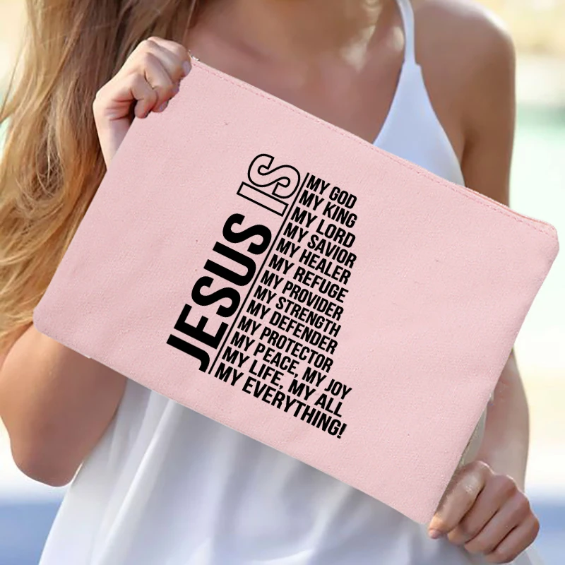 Jesus Faith Christian Women Outdoor Storage Bags Toiletry Organizer Cosmetic Pouch Portable Female Travel Makeup Case Pencil Bag