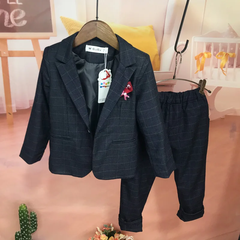 2021 Flower Boys Formal Jacket+Pants 2Pcs Mariage Clothing Set Enfant Kids Wedding Suit Children Gentleman Performance Dress