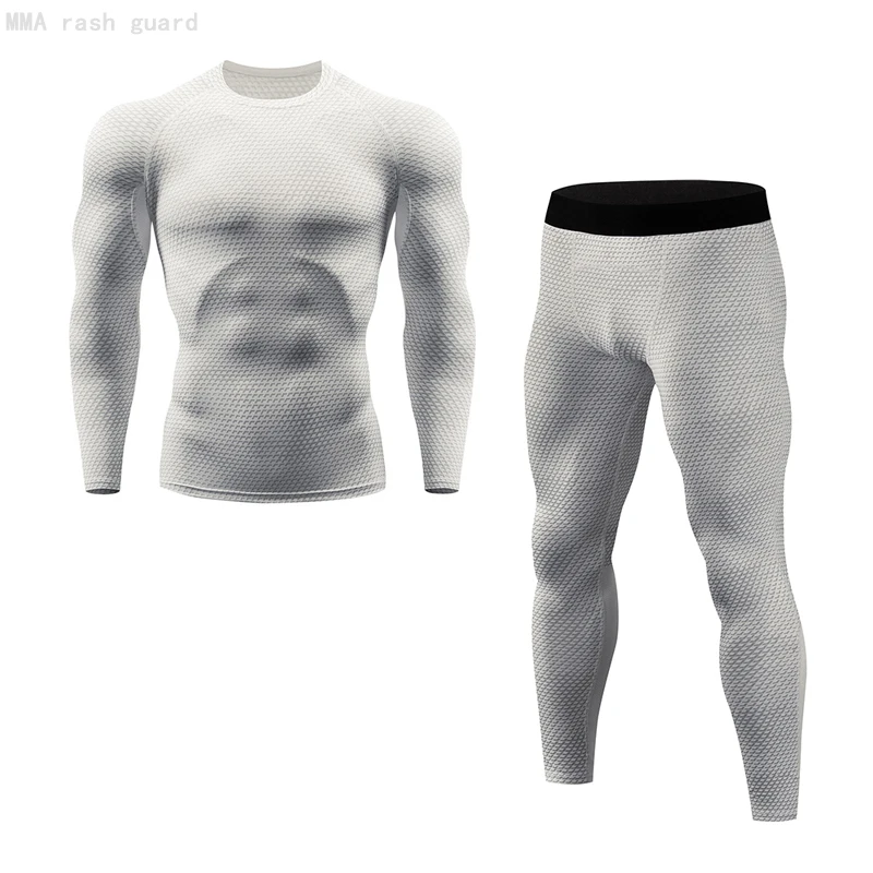 Men's Brand Long Underwear Set 3D Skull Thermal underwear underpants Compression men's full suit tracksuit warm base layer 4xl