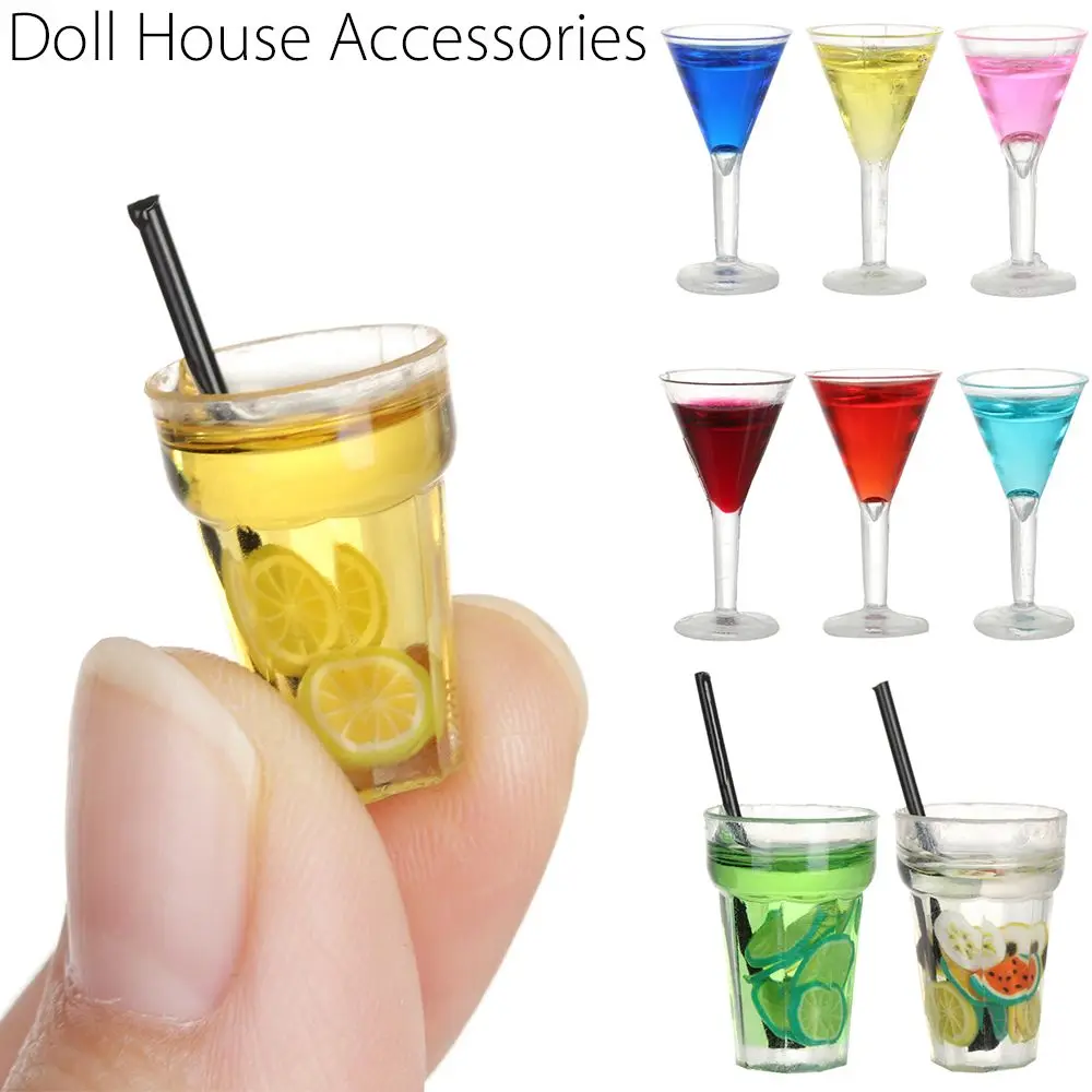 Mini frutas chá cocktail casa de boneca acessórios diy resina cena modelo em miniatura comida jogar conjunto brinquedo boneca decoração acessórios