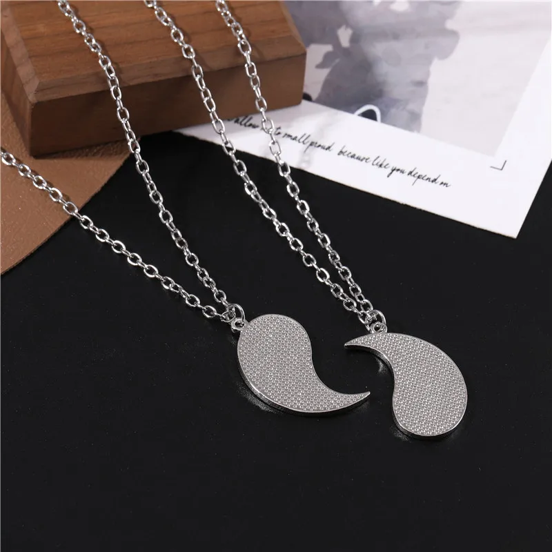 2 قطعة أبيض وأسود سبائك الزنك يين يانغ الذئب قلادة حديدية قلادة النساء الرجال زوجين الأصدقاء قلادة مجوهرات اكسسوارات 2025 #4