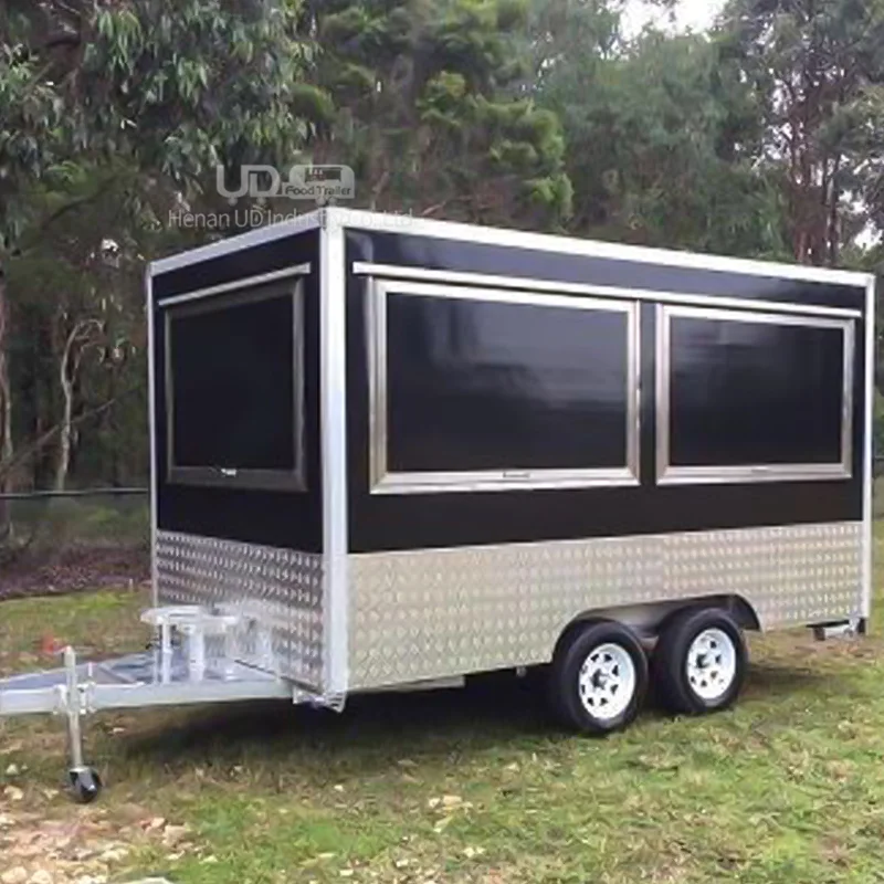 Mobile Square Food Trailer Shop Sale Ice Cream Gelato Hot Dog Coffee Pizza Full Kitchen Concession Food Trailer Fully Equipped