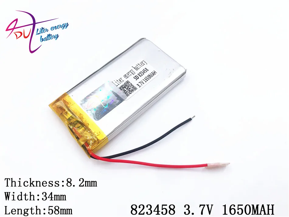 3.7V 1650mAh 823458 Polymer lithium ion / Li-ion battery  for tablet pc,POWER BANK,pipo,cube,cell phone