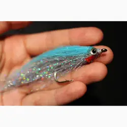 Tigofly 10 stücke 10 Farben 1/0 4cm hoch Carbon Haken Holo Silber Lachs Forelle See barsch Steel head Minnow Fliegen fischen Fliegen Köder Set