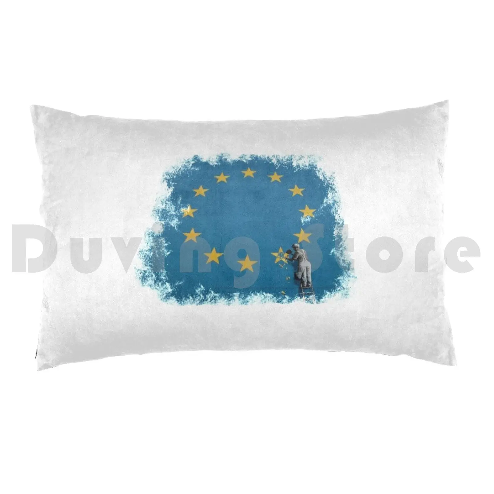 Eu Pillow Case 20*30 Inch Banksy Eu Graffiti Dover Uk Street Art Street Vandalism Politics Spray Paint