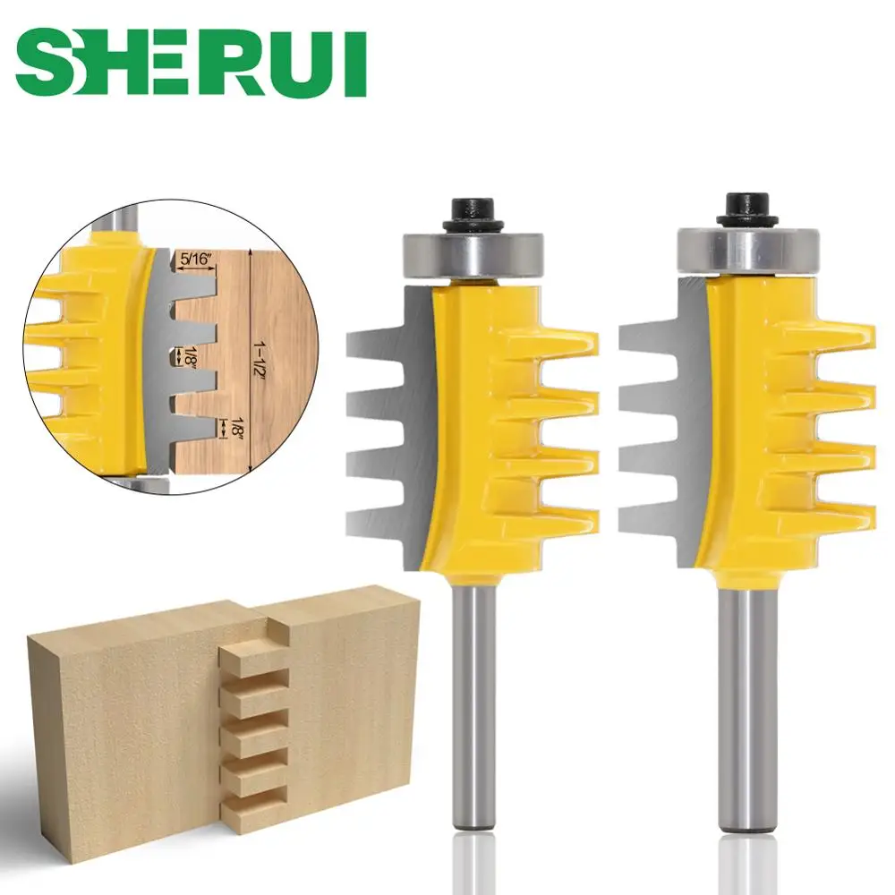 6mm 1/4in 8mm Shank Rail Reversible Finger Joint Glue Router Bit Cone Tenon Woodwork Cutter Power Tools Wood Router Cutter