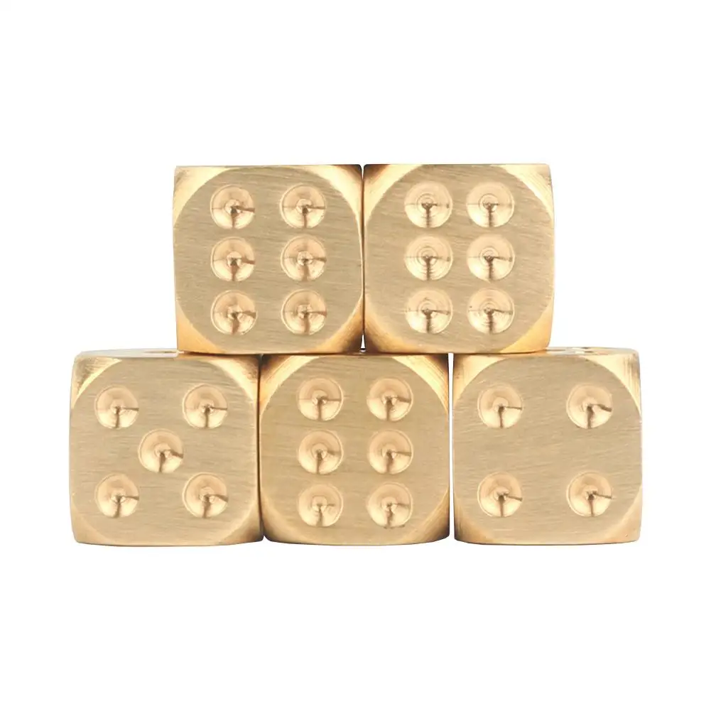 5pcs Brass Dice Pure Copper Metal Solid Dice Hand-polished Bar Supplies Creative Mahjong Sieve Entertainment Gambling Dice