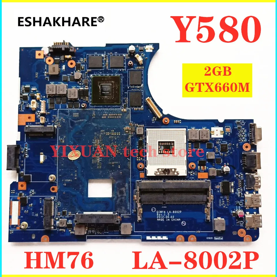 QIWY4 LA-8002P motherboard for Lenovo Y580 Laptop motherboard with GT660M 2GB Y580 motherboard 100% test intact