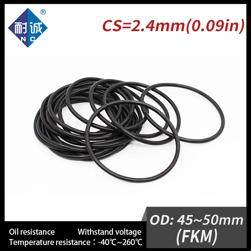 

2PC/lot Rubber Ring Black FKM O ring Seals Thickness 2.4mm OD 45/46/47/48/49/50mm Rubber O-Rings Fuel Washer