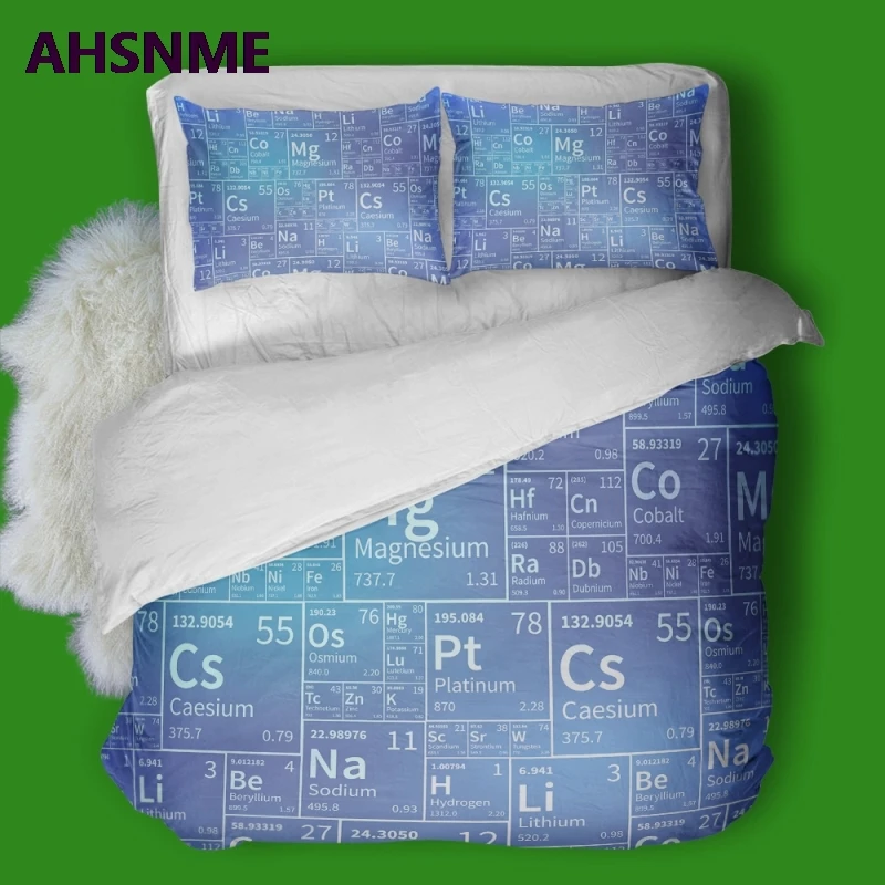 AHSNME Scientific Periodic Table of Elements Quilt cover Set Proton Number Electronic Number Chemical Relationship Bedding Set