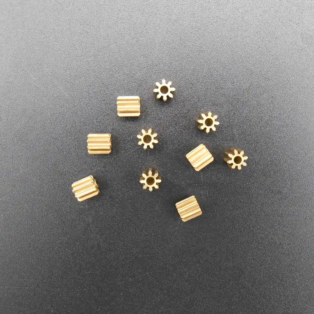 10Pcs/Lot 8T2MM 0.5M 82A 8 Teeth Brass Spru Gear Pinion 0.5 Modulus Bore Aperture 2MM 1.95MM Tight Fitting 8T Height 5MM Dia.5MM