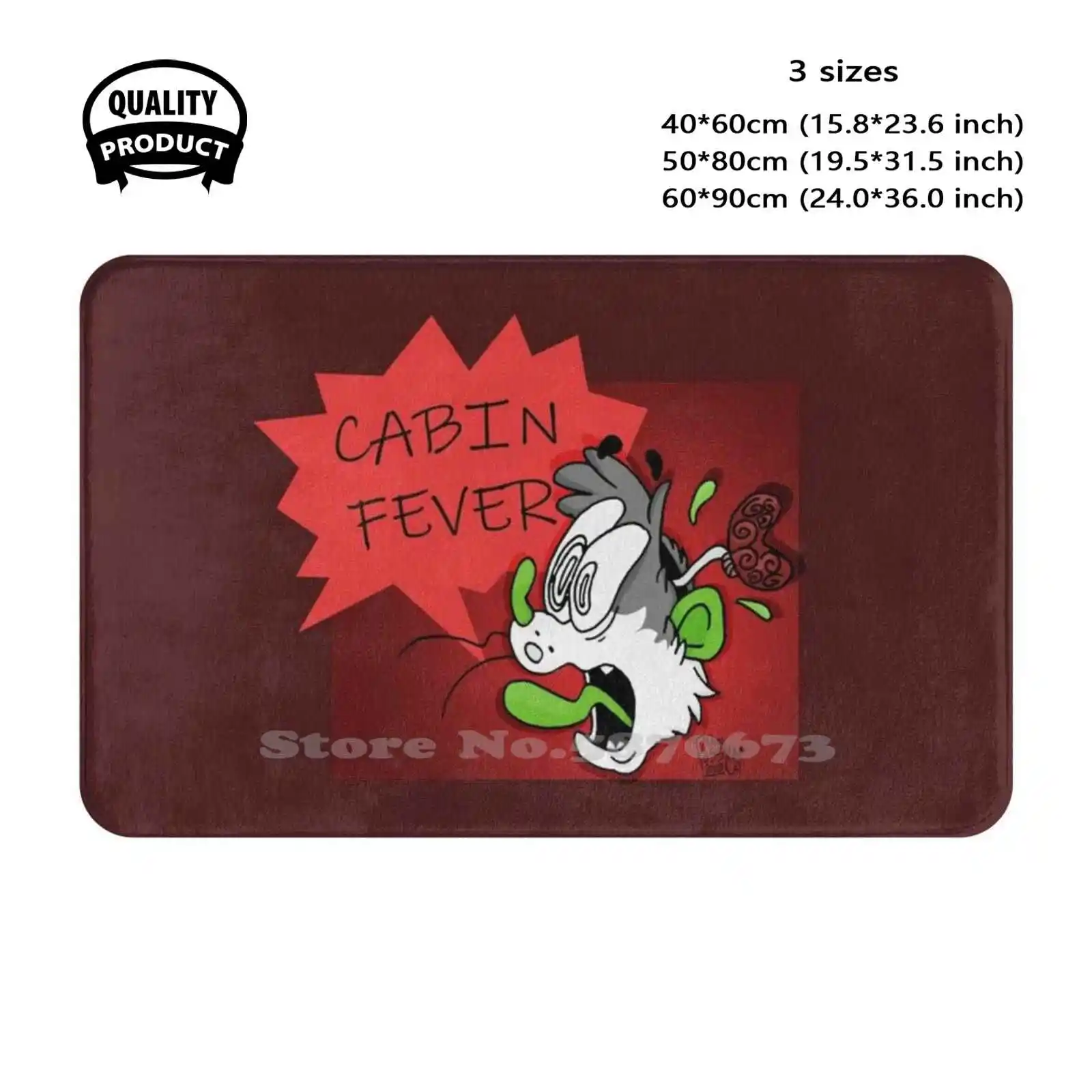 Cabin Fever Soft Cushion Home Carpet Door Mat Car Rug Cabinfever Socialdistancing Artstyle Cartoon Opossum Furry Fursona