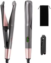 Hair Curler Hair Straightener 2 in 1 Professional Hair Curling Irons 3D Concave and Convex Titanium Plate Dual Voltage Flat Iron