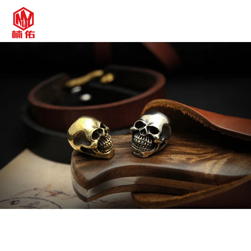 1PC Evil Smile Skull Brass Copper EDC Paracord Beads Lanyard Pendants Knife Beads Umbrella Rope Cord Bracelet Beads Pendants