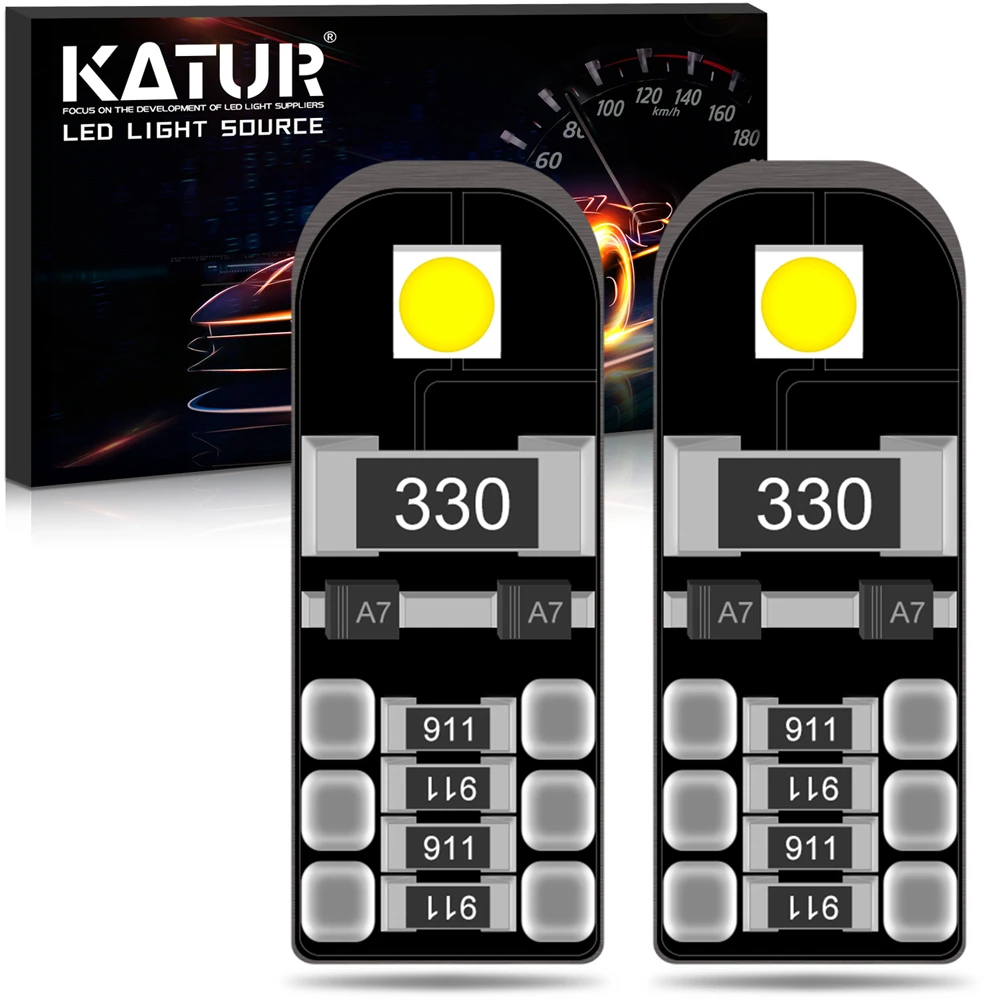 Katur 2pcs T10 W5W 194 3030 SMD LED Bulbs Small Size High Power T10 Lamps for Signal Clearance Sidemarker Lights Universal Led