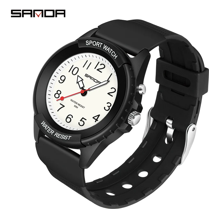 Fashion Sanda Relogio Masculino New Casual Mens Watches Simple Letters Resin Waterproof Quartz Wristwatches Man Clock