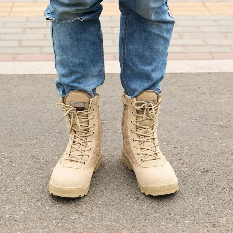 Botas de entrenamiento para hombre y mujer, zapatos altos de cuero, antideslizantes, transpirables, para caza, senderismo y escalada al aire libre, 35, 46