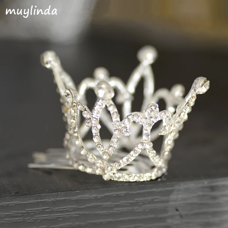 Girls Mini Crown Clear Stone Tiara Hair Combs Rhinestone Small Tiara Hair Accessories Jewelry