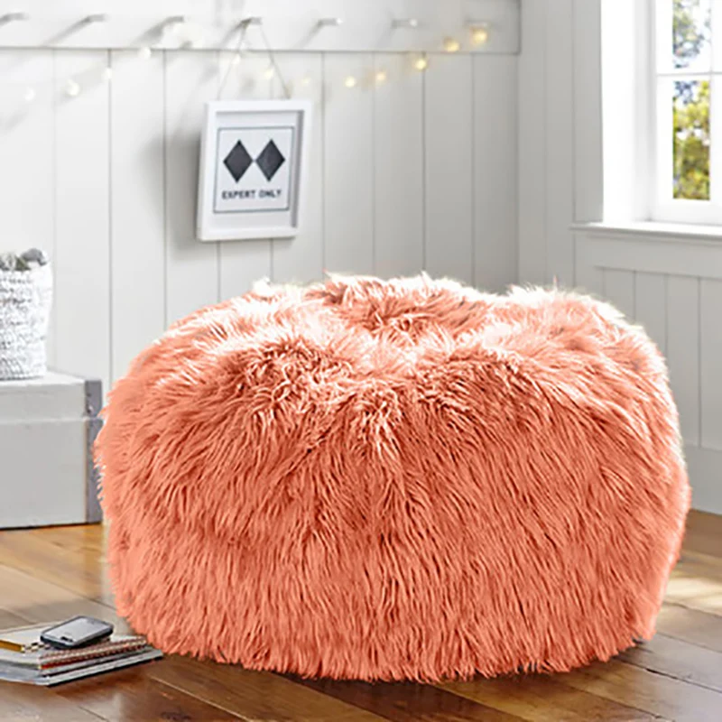 Visi Fluffy Faux Fur Sofa Bean Bag Chair, Long Furry Bean Bag Cover dropshipping