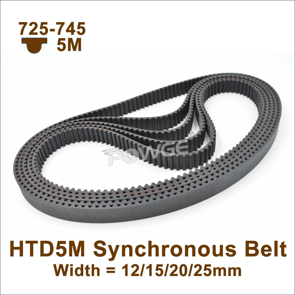 

POWGE 725 730 735 740 745 5M Synchronous Belt W=15/20/25mm Teeth=145/146/147/148/149 HTD5M Closed-Loop Timing Belt 725-5M 740-5M