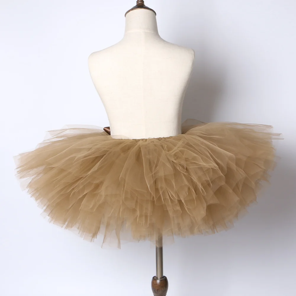 Brown Baby Girls Tutu Skirt Princess Birthday Party Ballet Dance Children Tulle Skirt Girls Fluffy Pettiskirt Kids Tutu Skirt