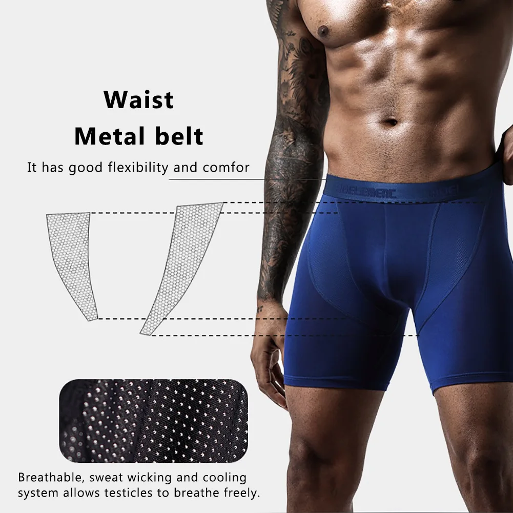 Men Running Shorts Cotton Breathable Quick Dry Compression Shorts Ice Silk Mesh Tights Underwear Sports Fitness Gym Shorts