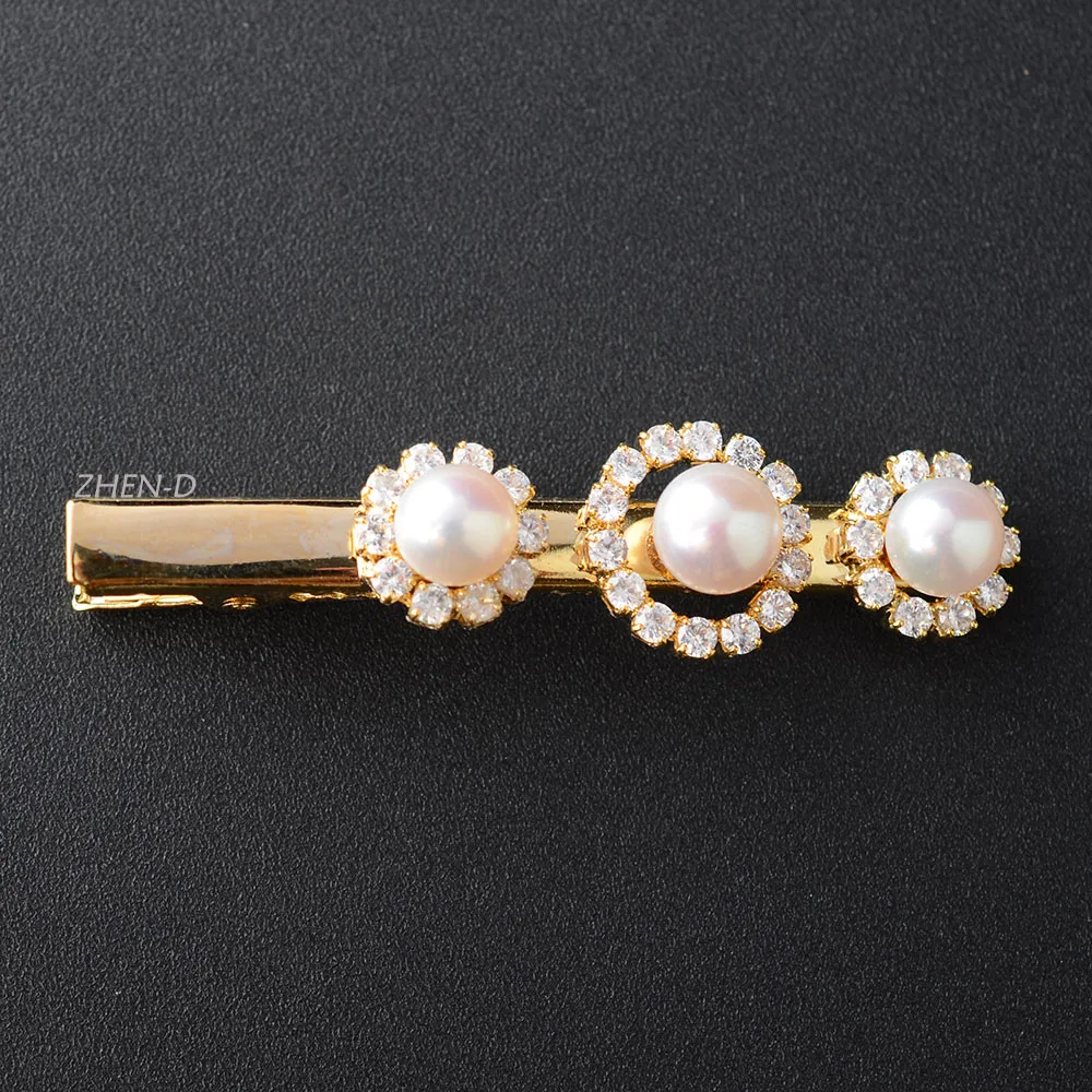 ZHEN-D Jewelry Three Cute Flowers Freshwater akoya Pearls Beauty Hair clip accessories Hairpin Gorgeous Gift for girl women