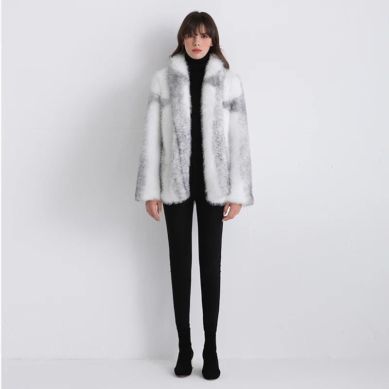 2021 women\'s fur coat new autumn and winter long-sleeved coat colorful cross mink loose fur coat