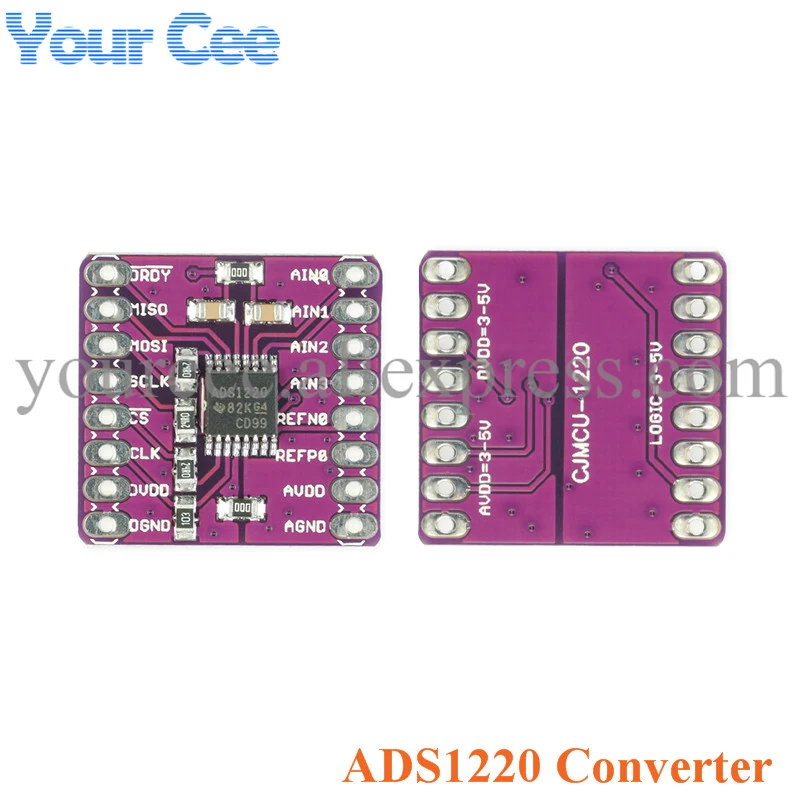10pcs/1pc CJMCU-1220 ADS1220 ADC 24 Bit A/D Converter Board Module I2C IIC Low Power 24 Bit Analog-to-Digital Sensor SPI 3V-5V
