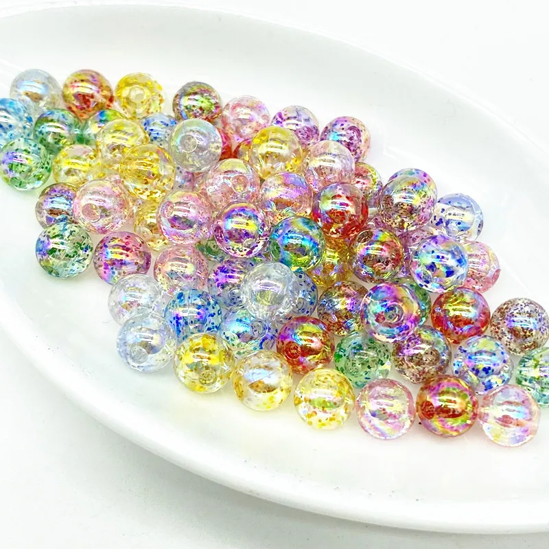 50pcs 8mm AB Color Round Acrylic Bead Loose Spacer Beads For Jewelry Making DIY Bracelet #ZZ04