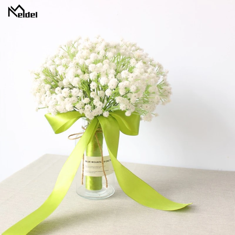 Meldel Wedding Bouquet Bridal Bouquet Artificial PU Baby's Breath Flower White Home Party Decorations Wedding Supplies Wholesale